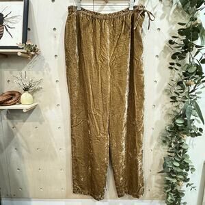 J. JILL Crushed Velvet Flowy Pants SZ XL Tall NEW Olive Gold 'Kelp' Pull-On Pant